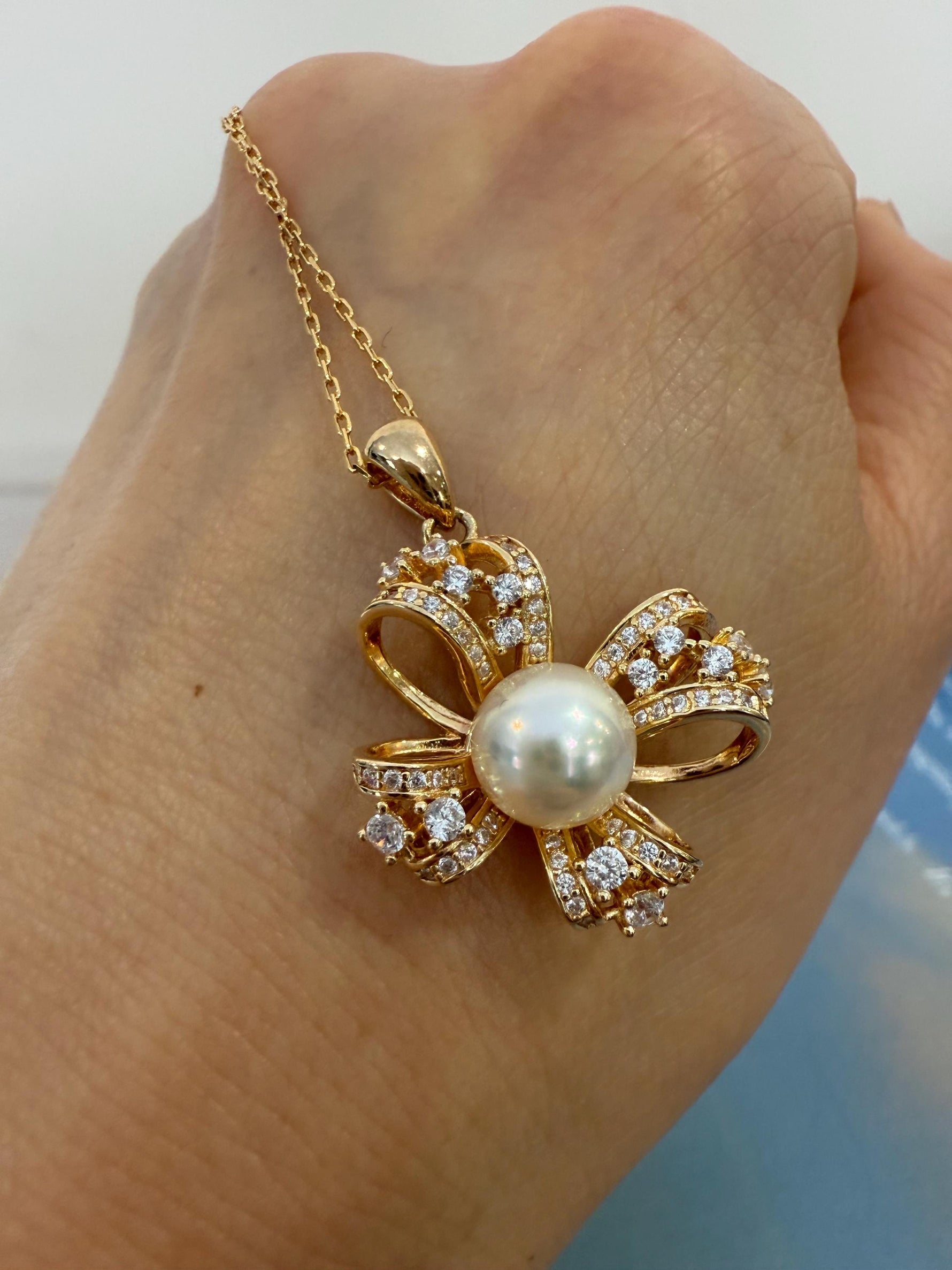 In sale butterfly stylish Necklace s925 silver pendant Dainty white Pearl necklace set daily office jewelry gift for her. 7mm