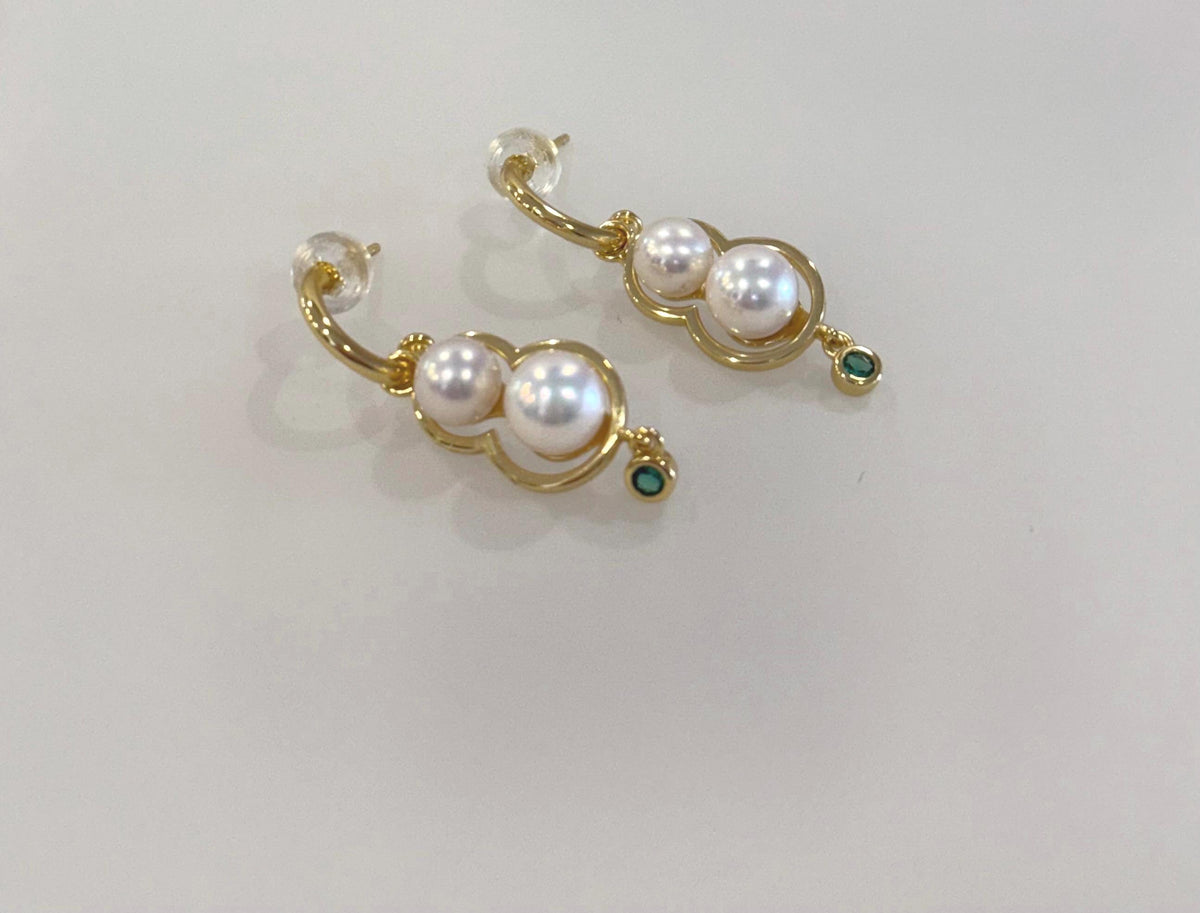 4pcs strong luster freshwater Pearl dazzling Gourd design S925 silver earrings unique gift for her. Personalized Mother’s Day gift.