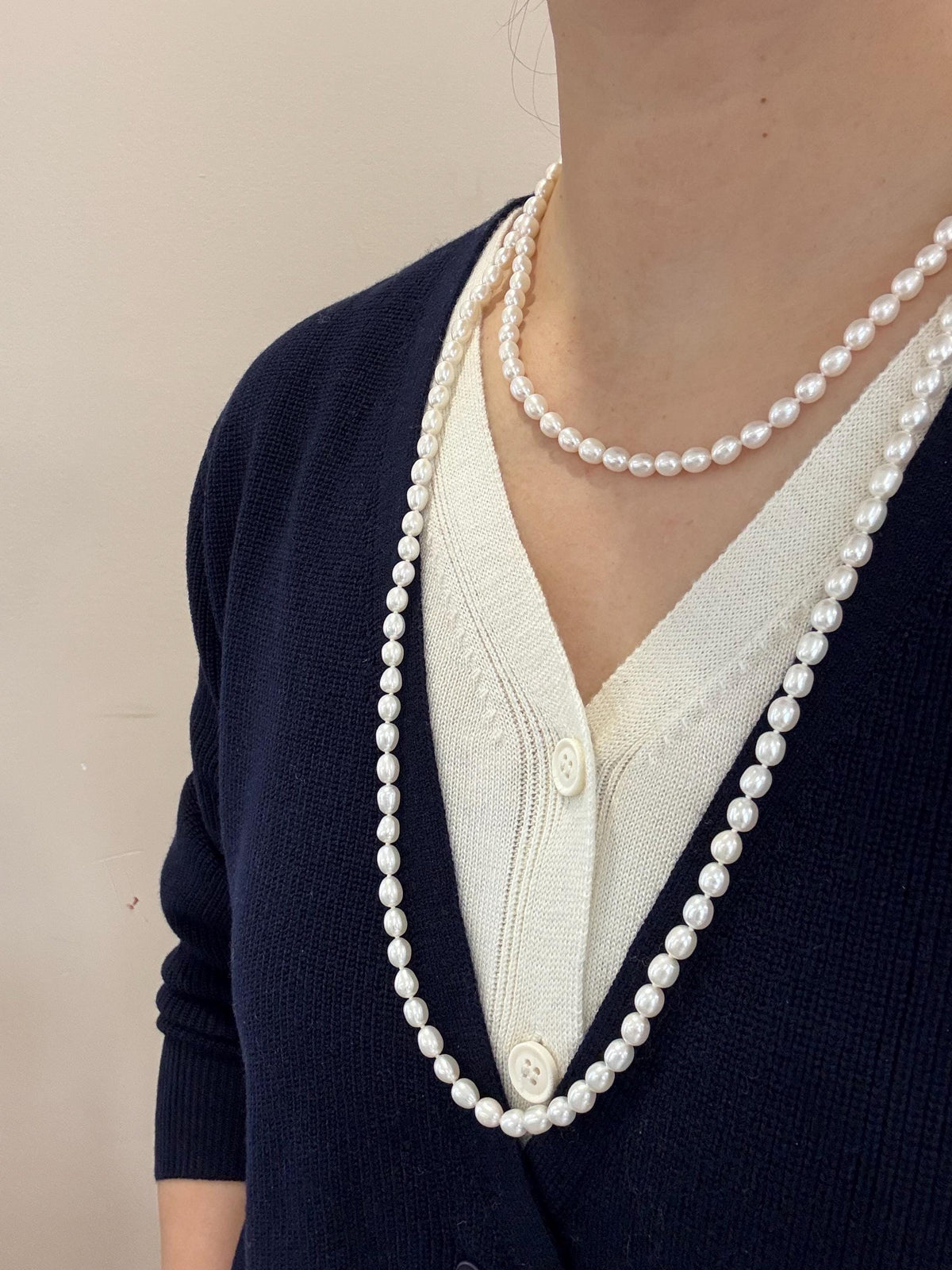 white baroque sweater necklace