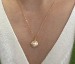 small Akoya off white ocean pearl minimalist pendant necklace set for her