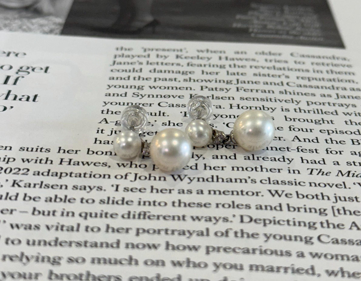 4pcs Strong luster Pearl dazzling earrings vintage stylish S925 silver earrings unique gift for her. Mother’s Day gift. 5-8mm.