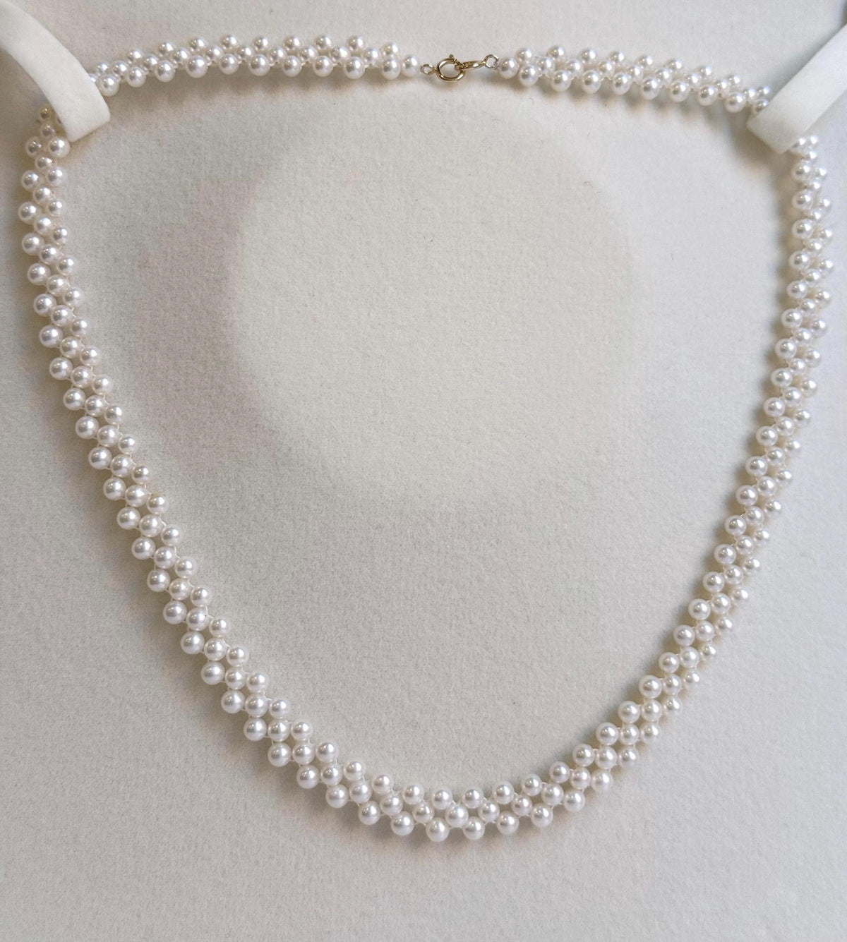 3-layered braided pearl necklace choker