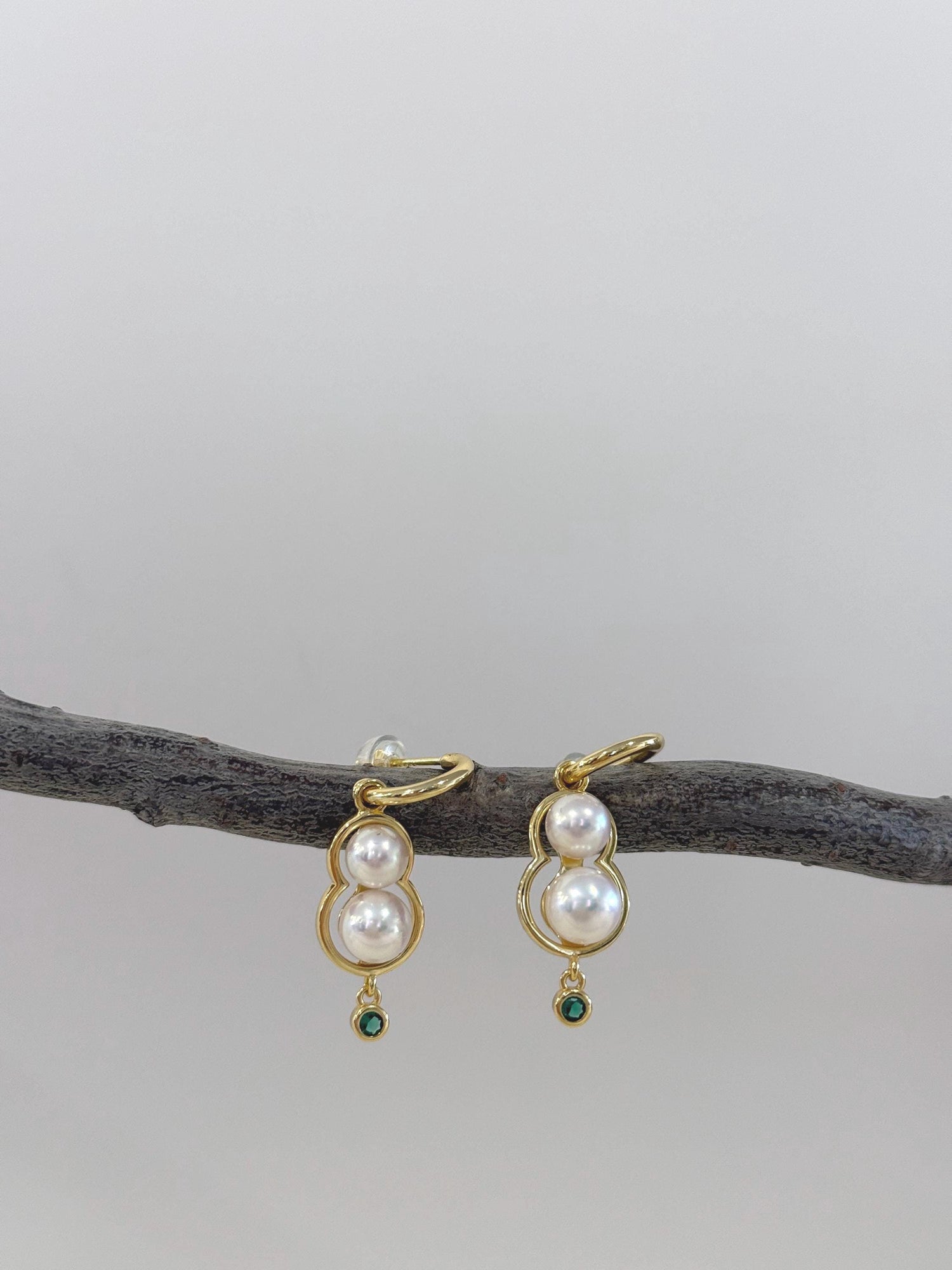 4pcs strong luster freshwater Pearl dazzling Gourd design S925 silver earrings unique gift for her. Personalized Mother’s Day gift.