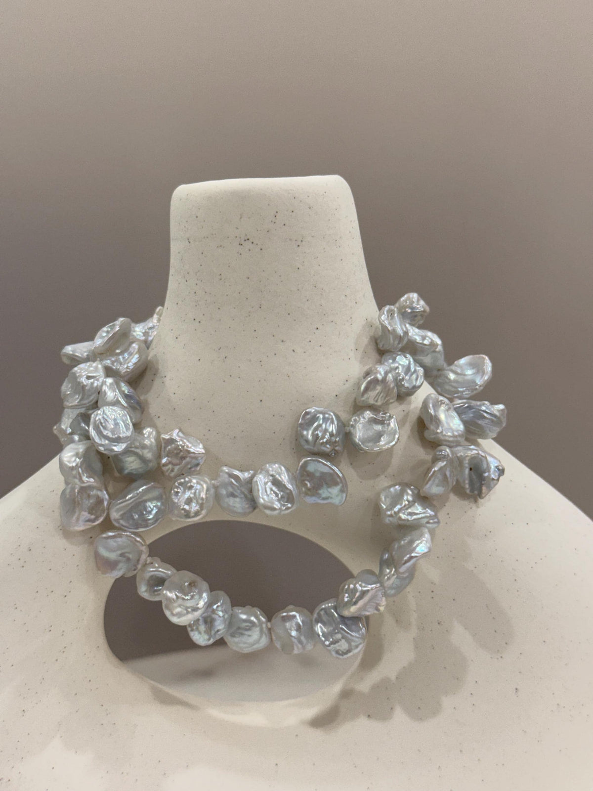 10-12.9mm Huge Keshi floral petal genius blue silver pearl necklace choker elegant attractive perfect anniversary gift for her.
