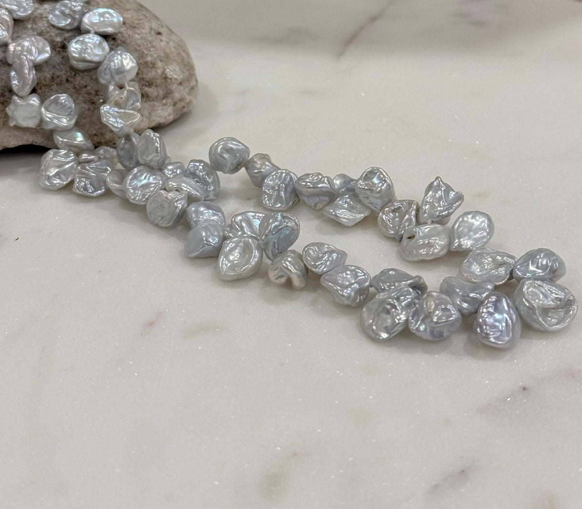 10-12.9mm Huge Keshi floral petal genius blue silver pearl necklace choker elegant attractive perfect anniversary gift for her.