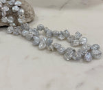 10-12.9mm Huge Keshi floral petal genius blue silver pearl necklace choker elegant attractive perfect anniversary gift for her.