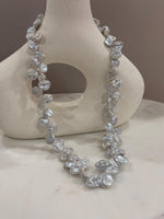 10-12.9mm Huge Keshi floral petal genius blue silver pearl necklace choker elegant attractive perfect anniversary gift for her.