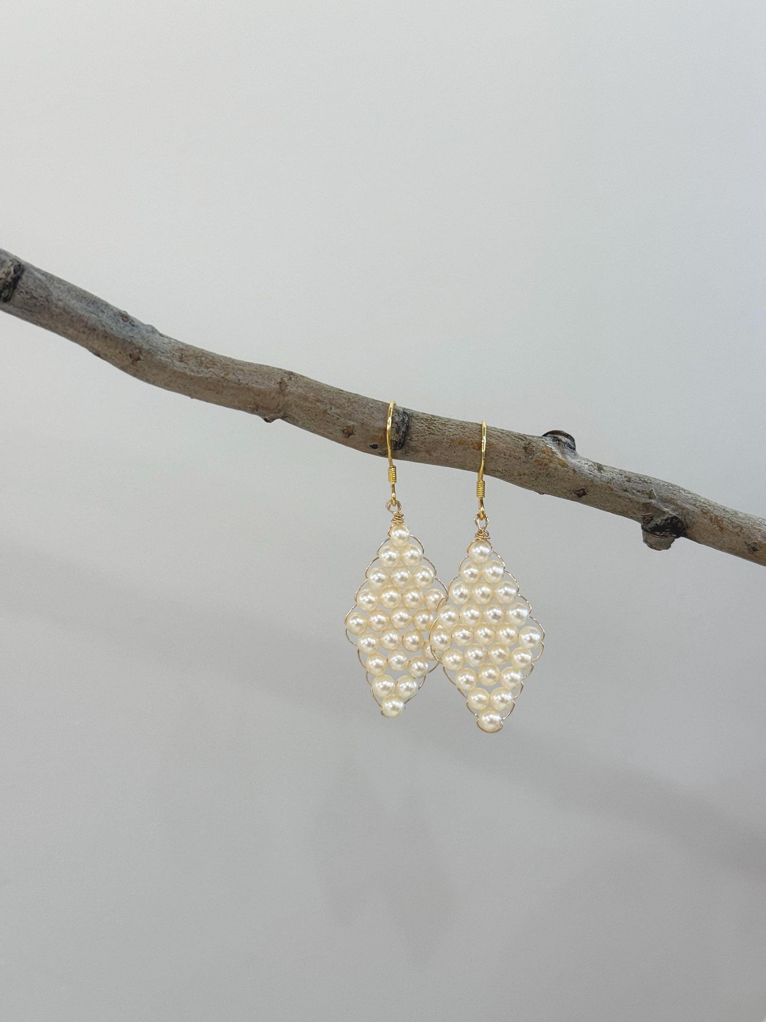 handmade braided pearl earrings