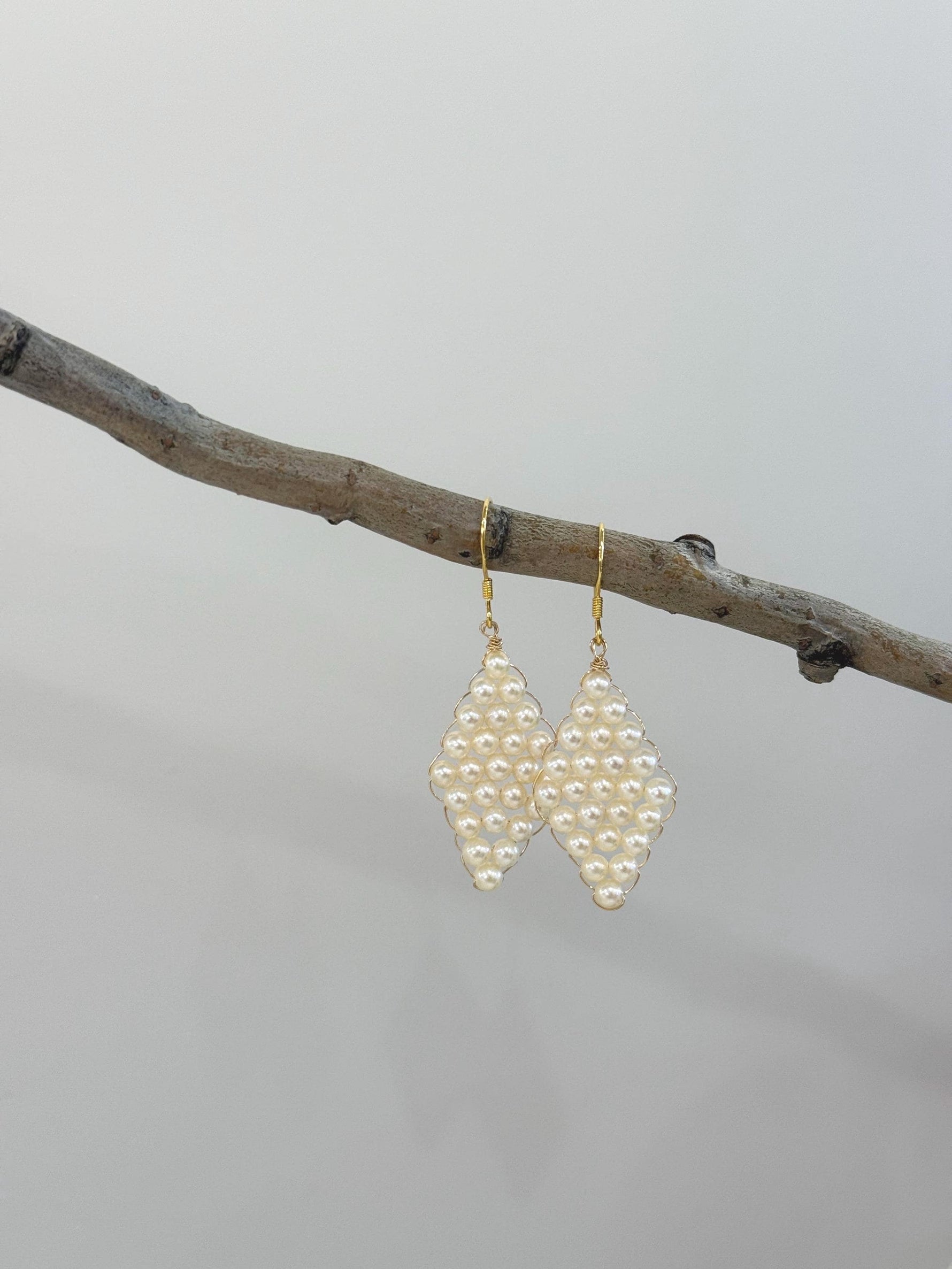 handmade braided pearl earrings
