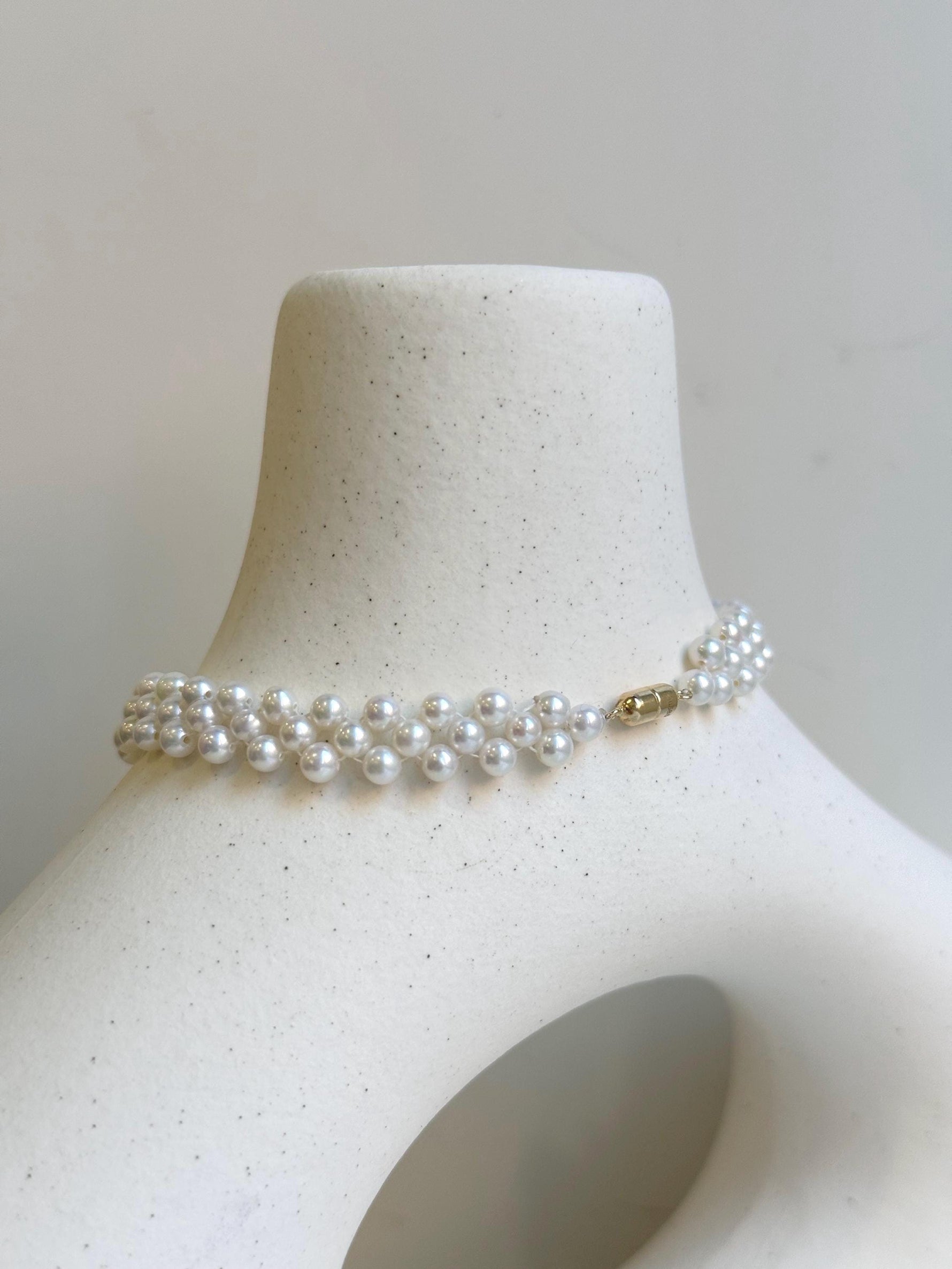 hand made braided pearl bracelet
