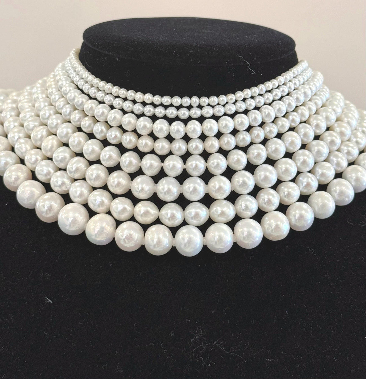 good quality cold white small pearl necklace strand for her wedding