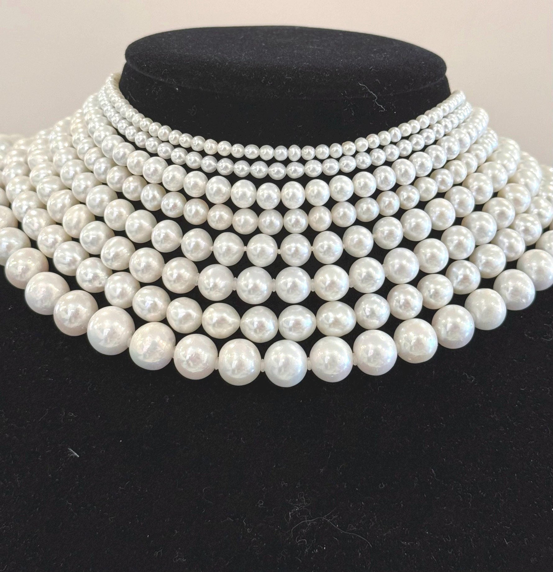 good quality cold white small pearl necklace strand for her wedding