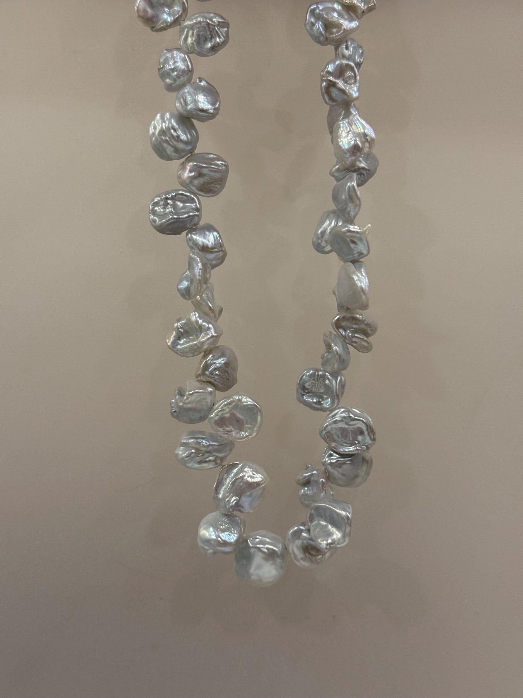 10-12.9mm Huge Keshi floral petal genius blue silver pearl necklace choker elegant attractive perfect anniversary gift for her.