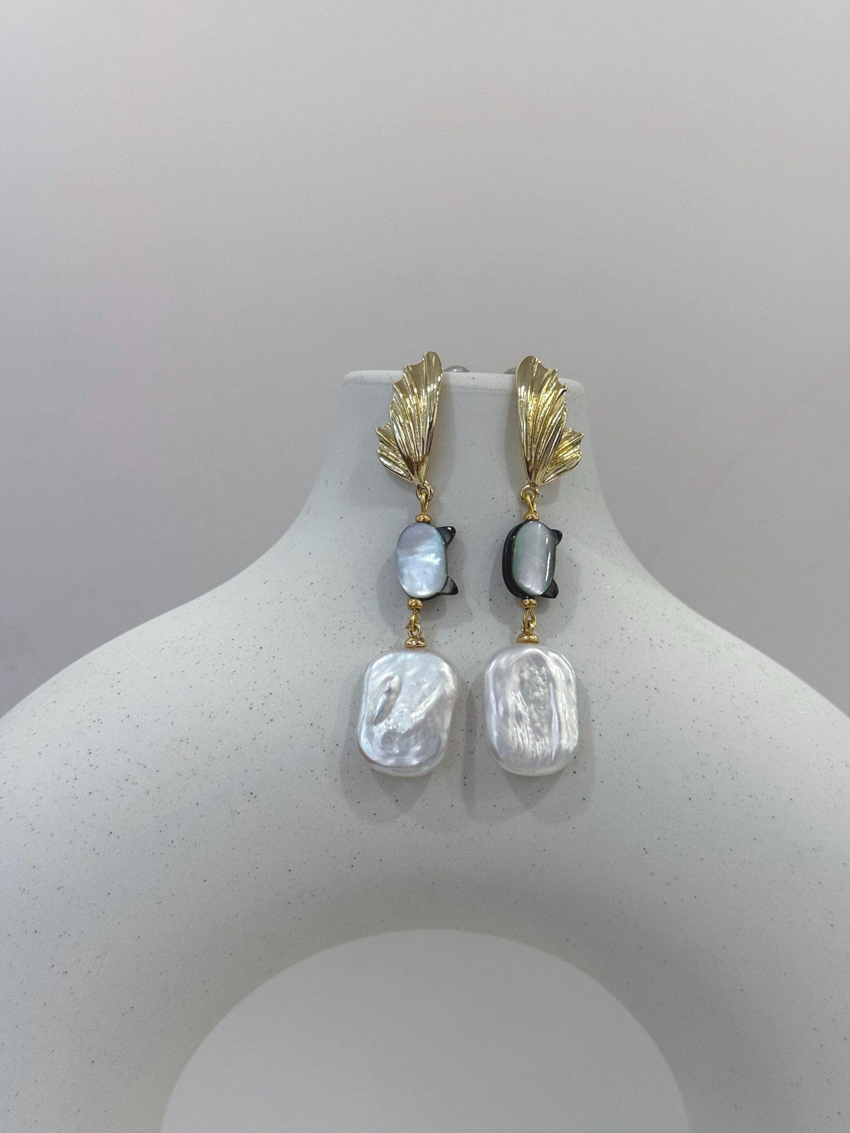 Freshwater Keshi white iridescent Pearl cat design earrings for her engagement