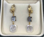 Freshwater Keshi white iridescent Pearl cat design earrings for her graduation