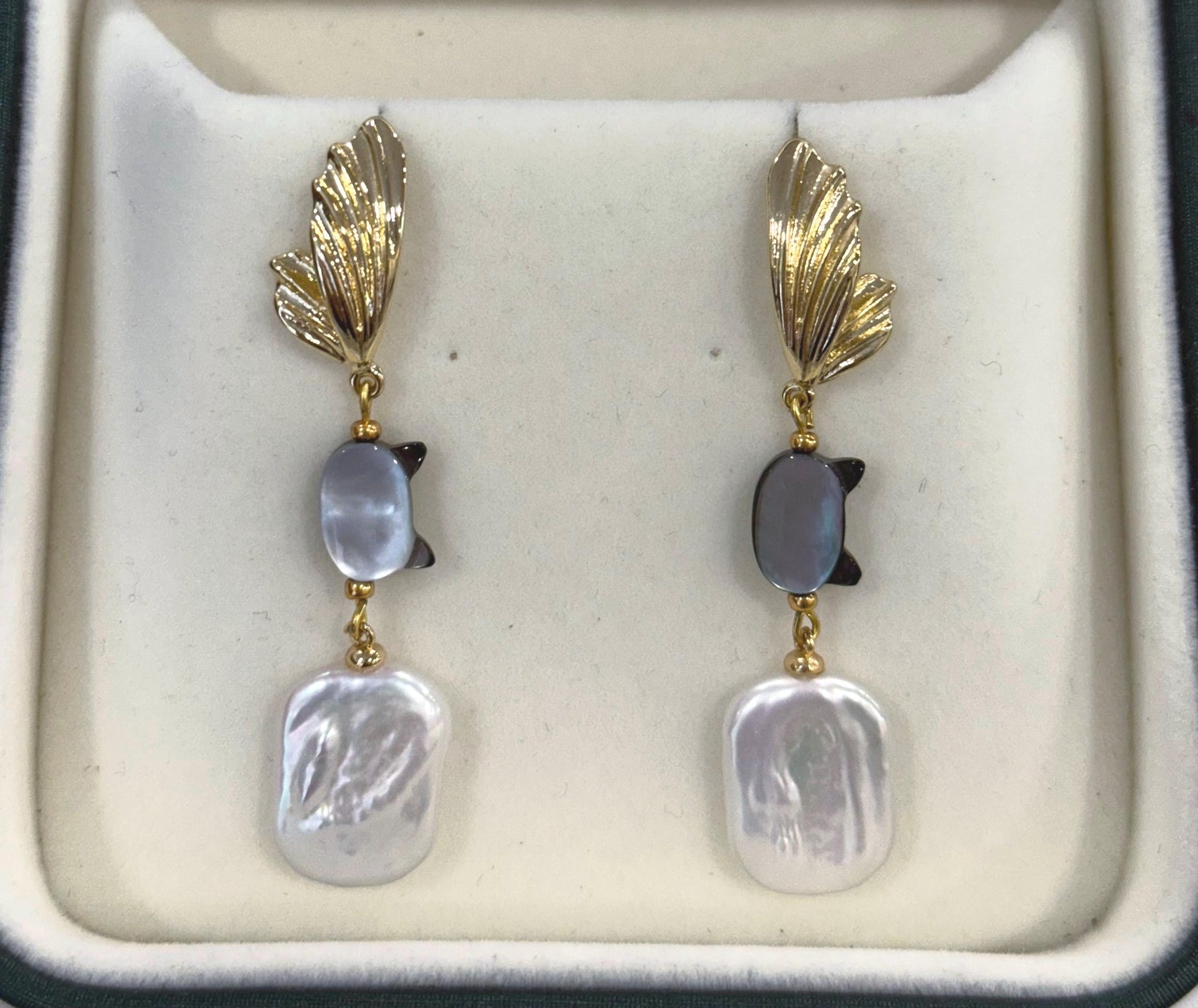 Freshwater Keshi white iridescent Pearl cat design earrings for her graduation