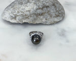 Tahitian black pearl ring for him her anniversary