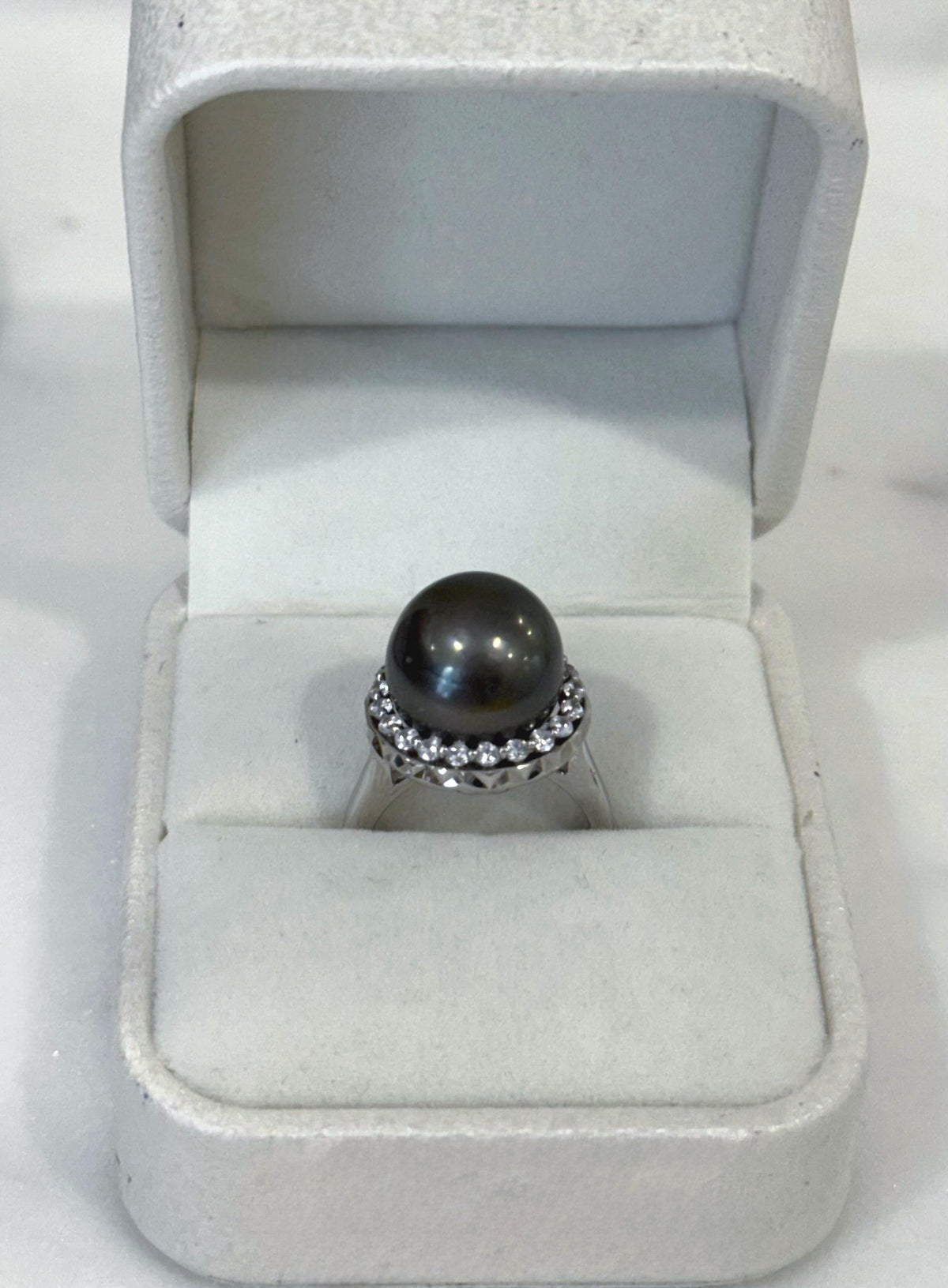 Tahitian black pearl ring for him her engagement