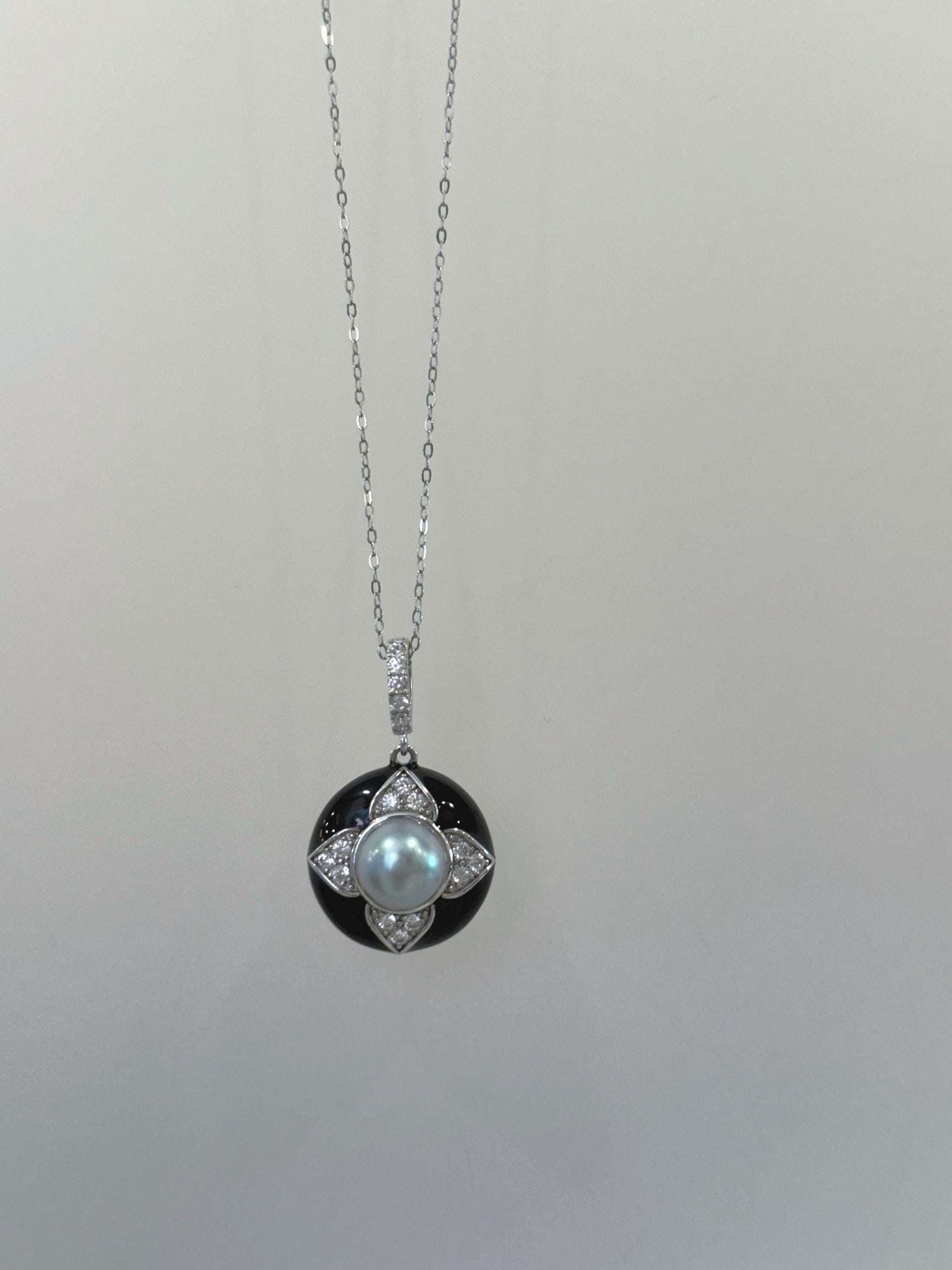 Akoya silver blue pearls vintage earrings necklace set for her wedding gift