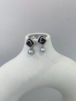 Akoya silver blue pearls vintage earrings necklace set for her anniversary