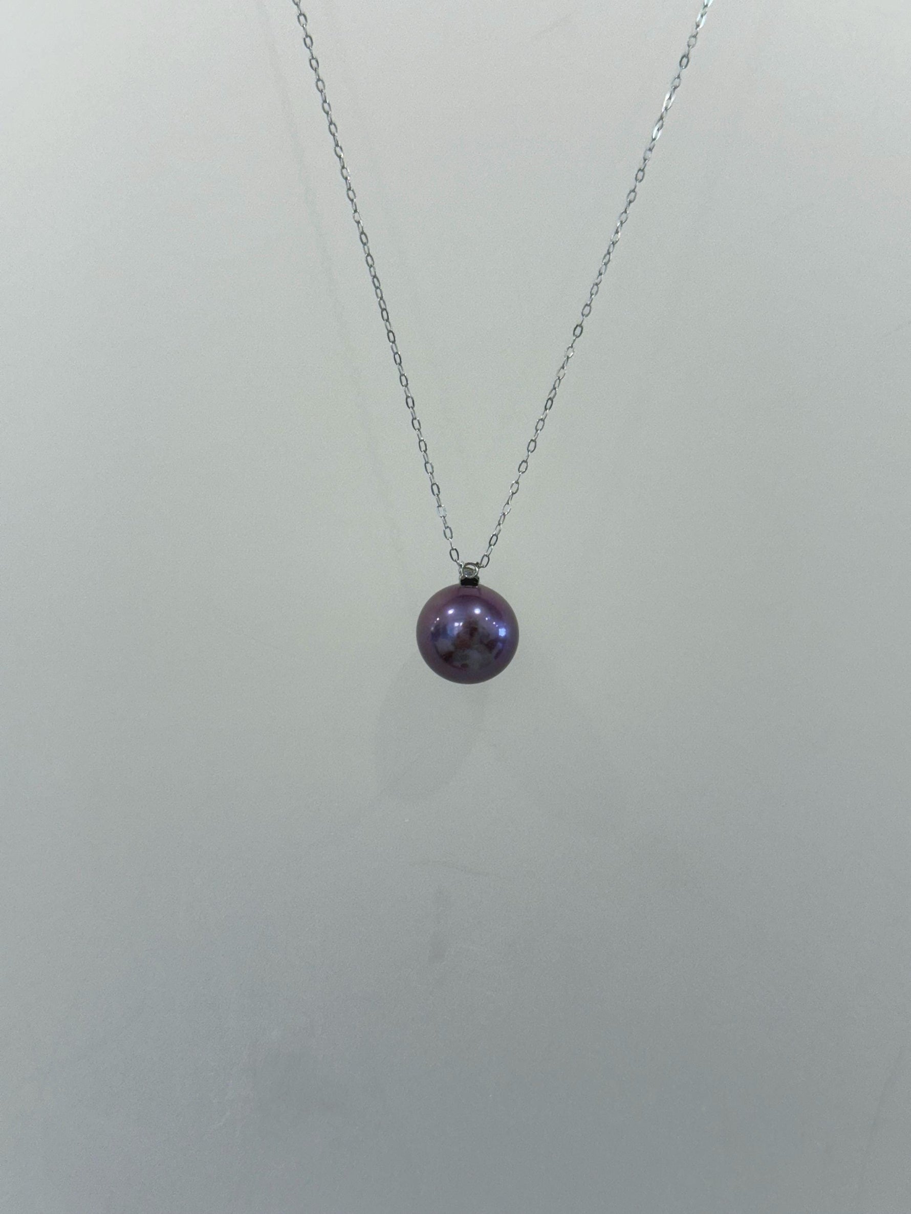Au750 18K Gold Real Diamond Edison Purple Pendant for her daily wear