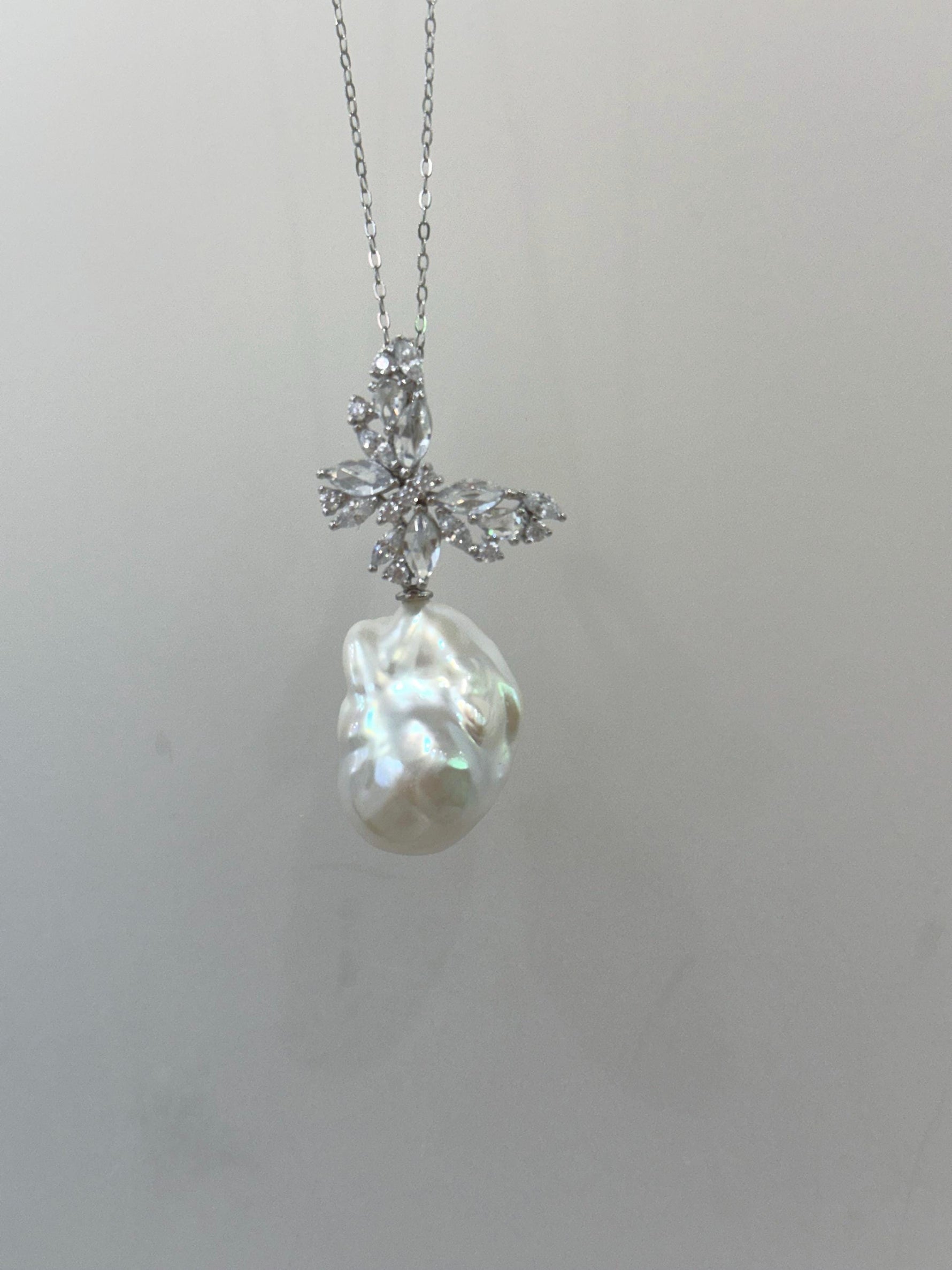 white iridescent baroque pearl butterfly pendant for her retirement