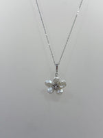 White iridescent Keshi Pearl pendant necklace set for her engagement