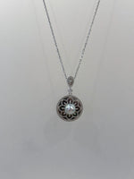 Akoya silver blue pearl shell vintage pendant for her daily wear