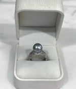 Tahitian silver platinum pearl silver ring for her retirement