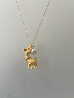 Akoya White Pearl Cute Elephant Pendant Necklace set for her birthday