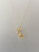Akoya White Pearl Cute Elephant Pendant Necklace set for her graduation