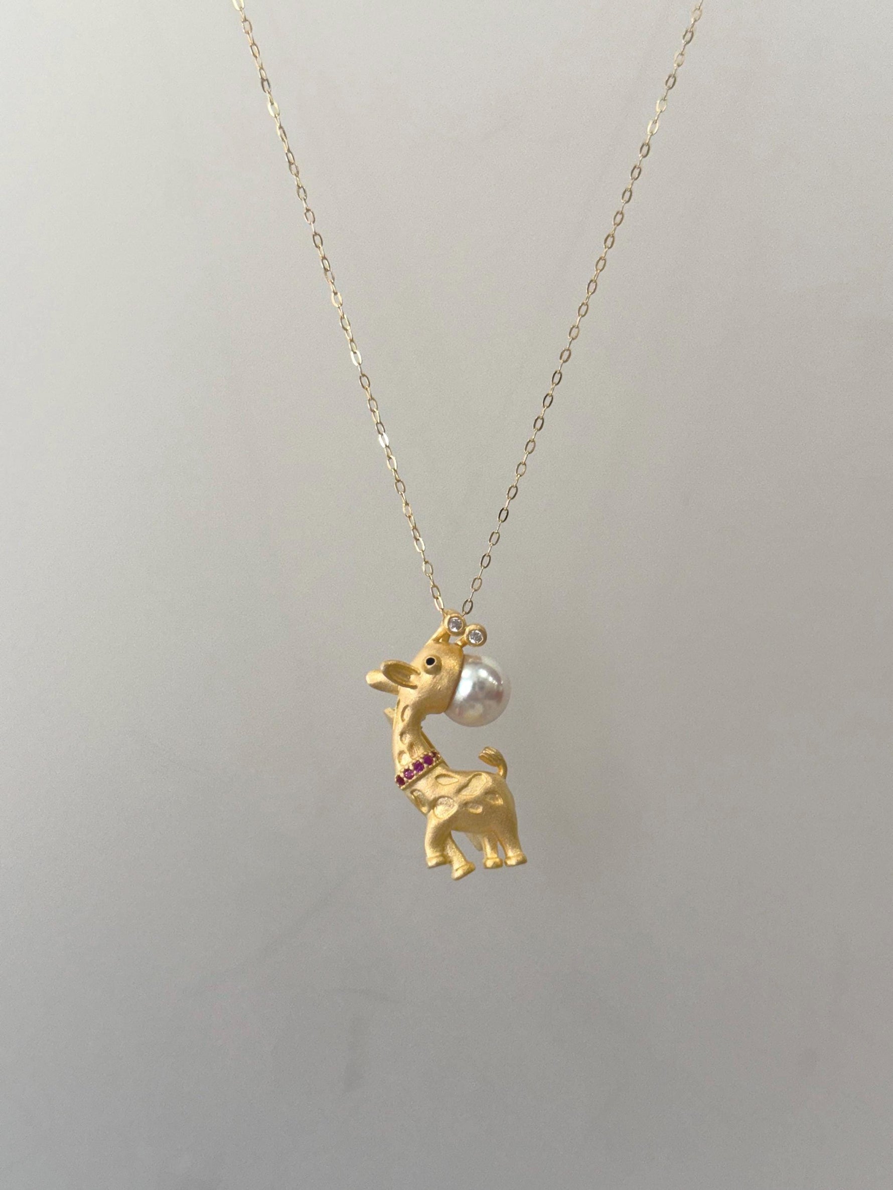 Akoya White Pearl Cute Elephant Pendant Necklace set for her graduation