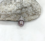 Freshwater Metallic lavender pearl pendant necklace set for her daily wear