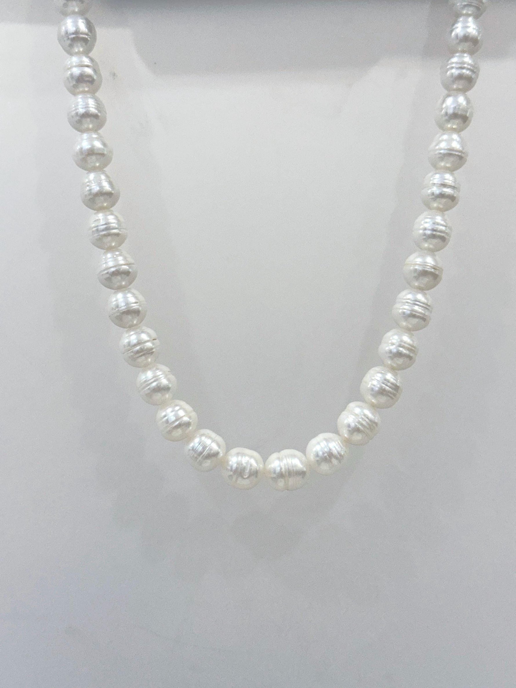 Freshwater white circle pearls stand necklace for her anniversary