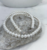 Small cold white pearl minimalist pearl necklace strand for her office wear