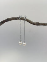 Akoya White earrings no piercing chandeliers for her