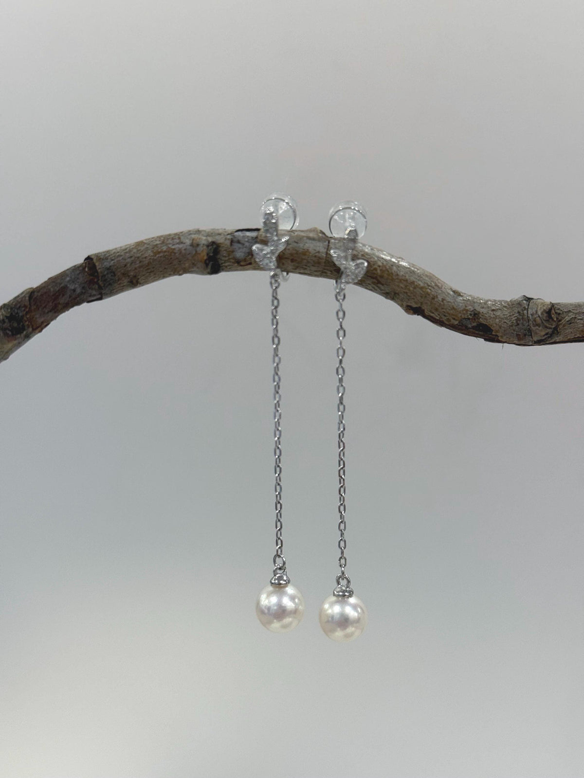 Akoya White earrings no piercing chandeliers for her birthday