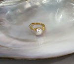 South Sea Saltwater Cream Keshi pearl s925 silver adjustable ring for her engagement