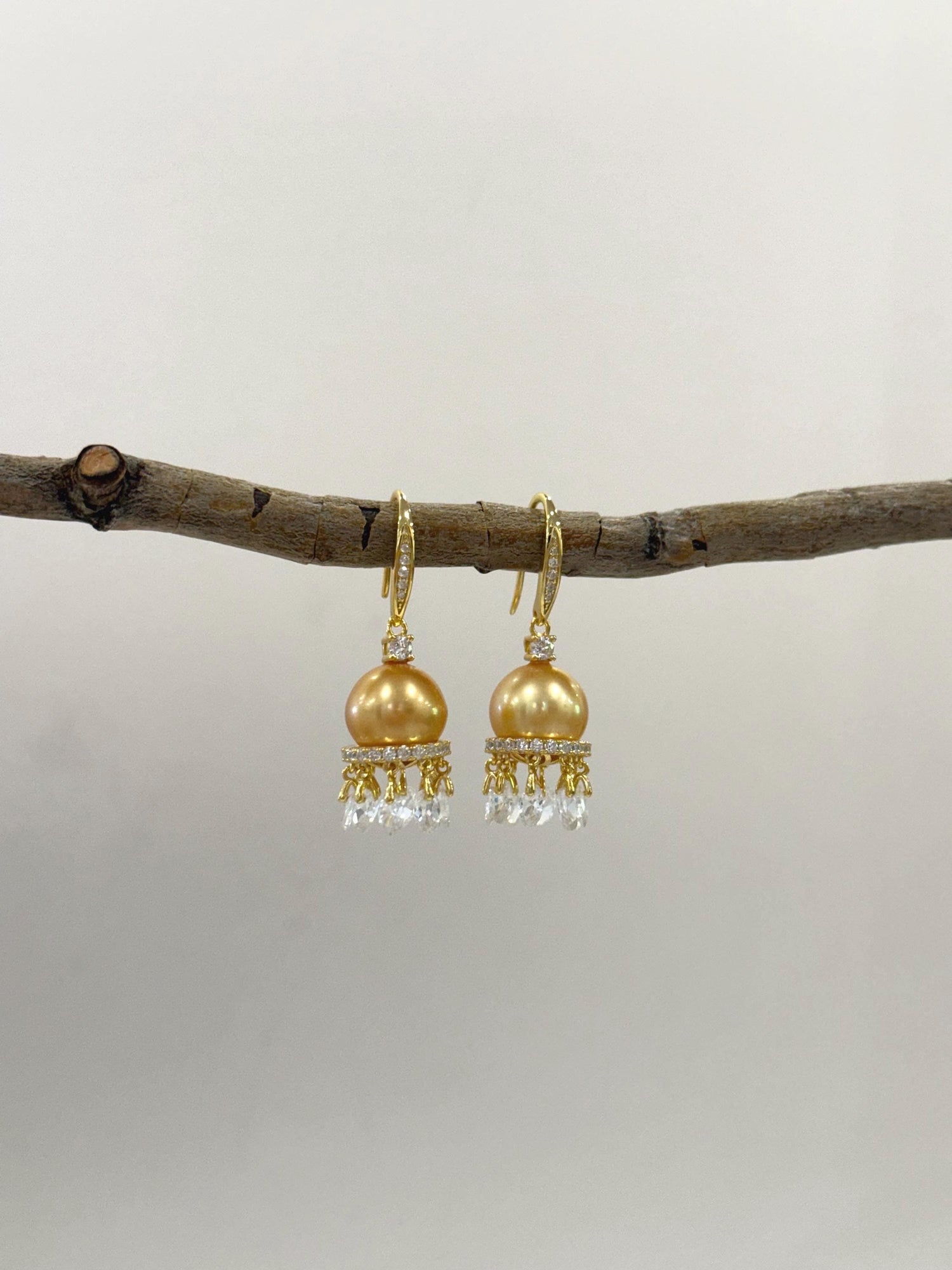 South sea deep gold pearl s925 silver earrings chandeliers for her