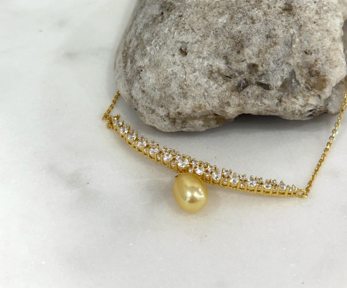 South sea golden pearl vintage necklace set for her women birthday