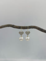 Edison white pearl heart silver earrrings for her birthday