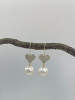 Edison white pearl heart silver earrrings for her retirement