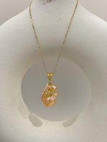 Fireball peach gold baroque pearl s925 silver pendant necklace set for her anniversary
