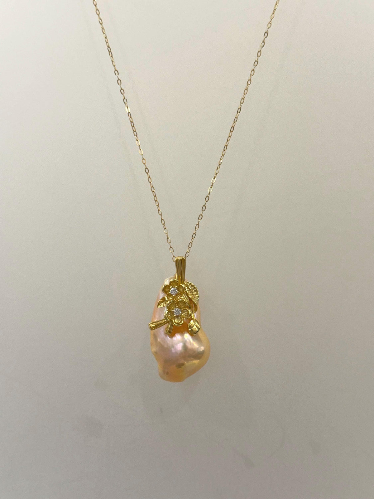fireball peach gold iridescent baroque pearl s925 silver pendant for her anniversary