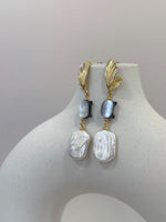 Freshwater Keshi white iridescent Pearl cat design earrings for her