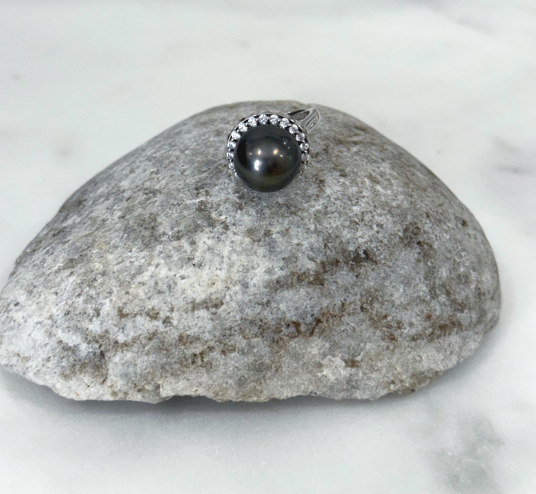 Tahitian black pearl ring for him her birthday
