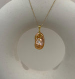 fireball peach gold iridescent baroque pearl floral pendant for her anniversary