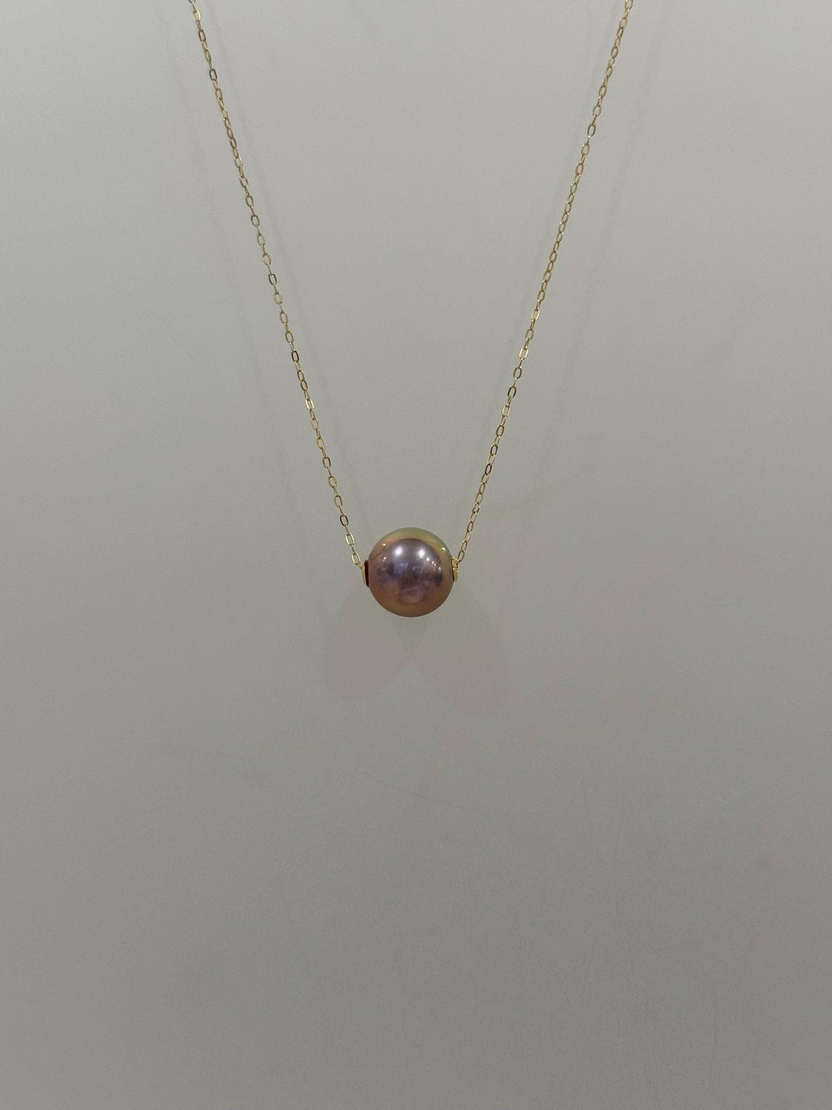 blush pink green hue freshwater Edison pearl floating 18k edges pendant for her engagement