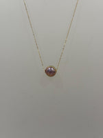 blush pink green hue freshwater Edison pearl floating 18k edges pendant for her engagement