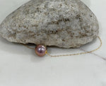 blush pink green hue freshwater Edison pearl floating 18k edges pendant for her birthday